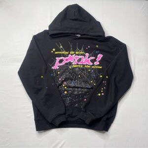Sp5der Pink hoodie in black